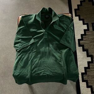 A.P.C. Green Polo Shirt in Size Large